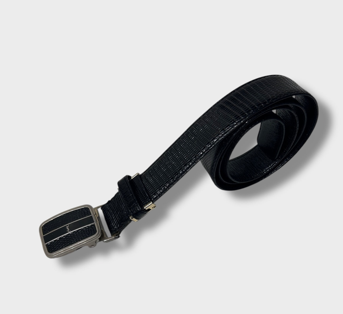 Vintage Yves Saint Laurent Black Textured Leather Belt