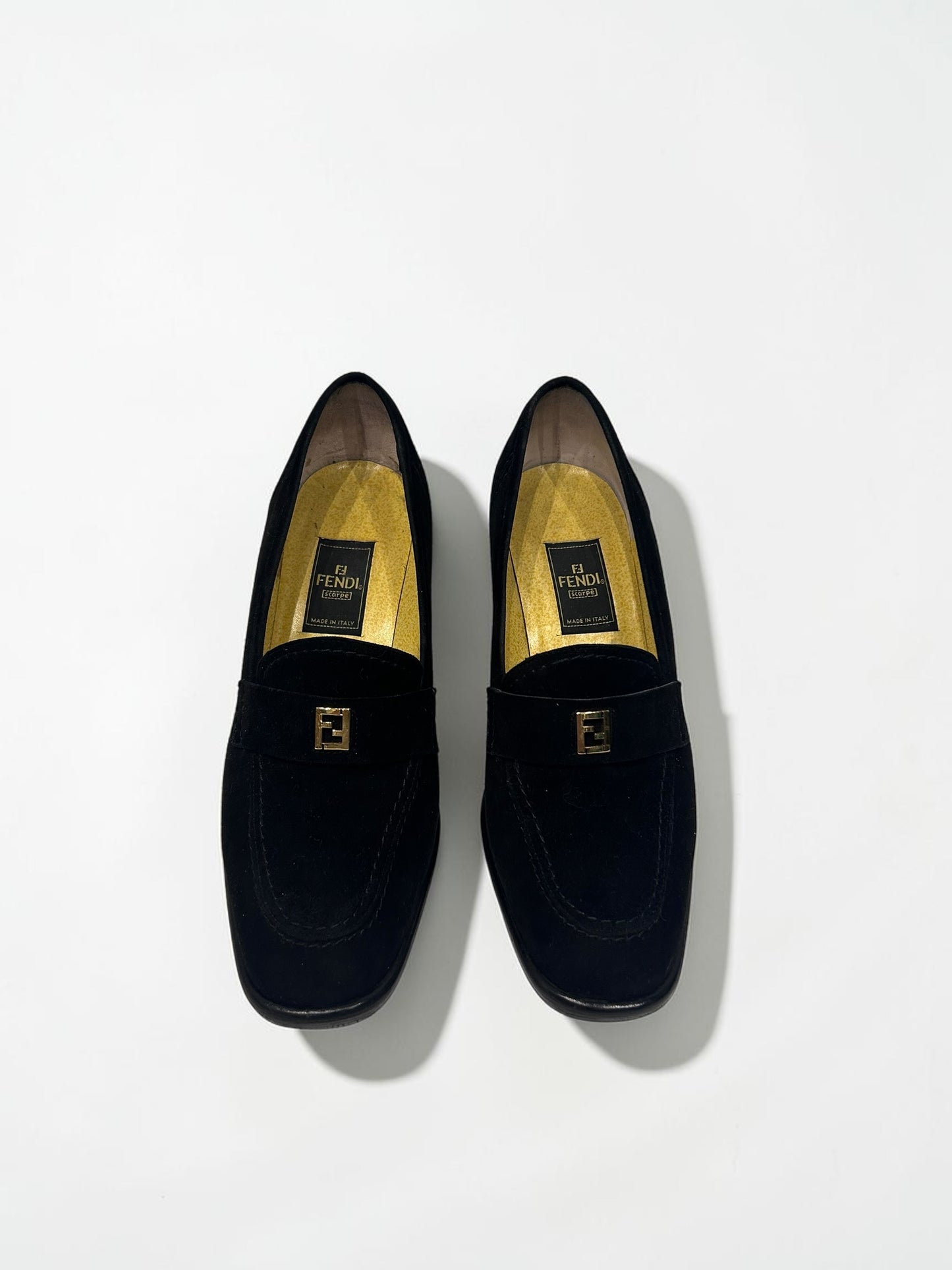 Vintage Fendi Suede Heeled Loafers|Late 90s- Early 2000s
