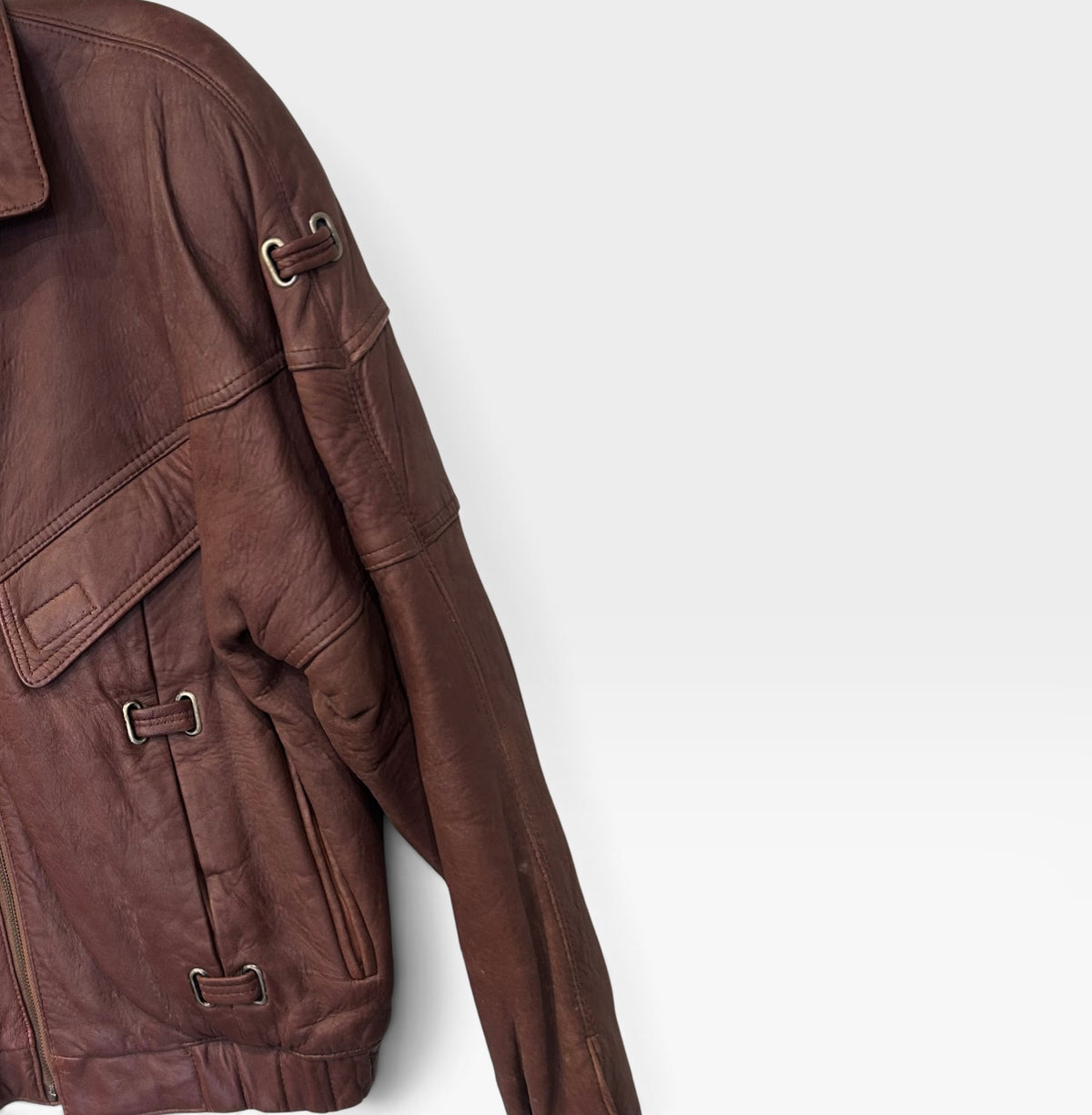 Vintage Brown Leather Bomber Jacket | Late 1980s
