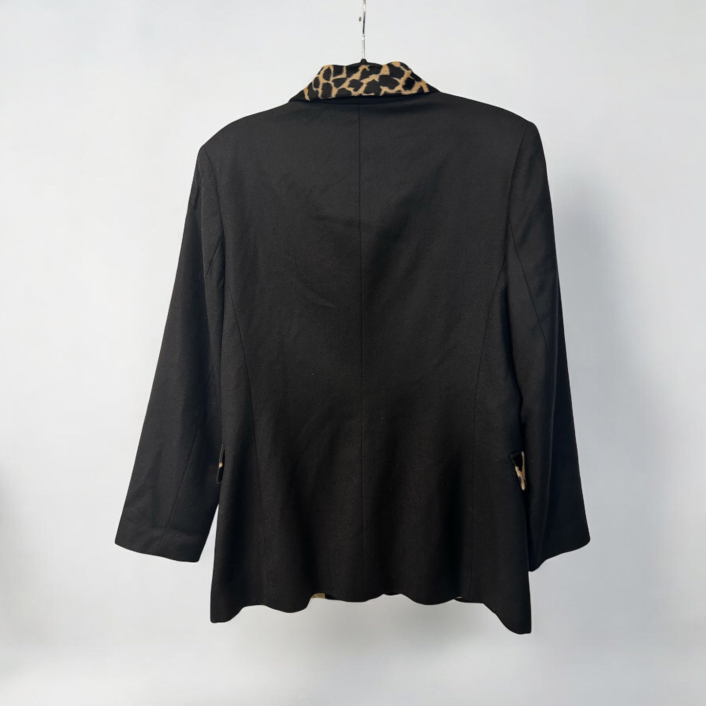 Vintage Blazer with Leopard Print Collar and Pocket Details