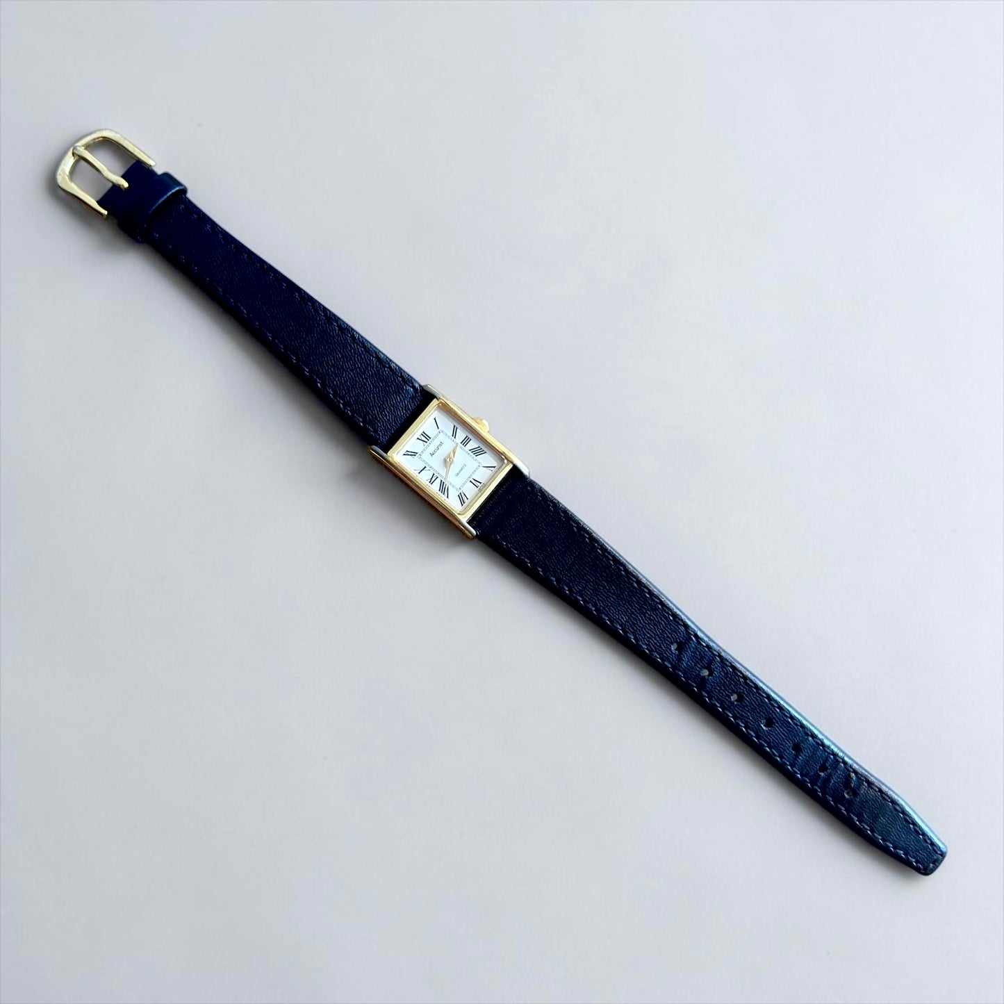 Vintage Accurist Rectangular Gold Tone Quartz Watch|Early 1990s