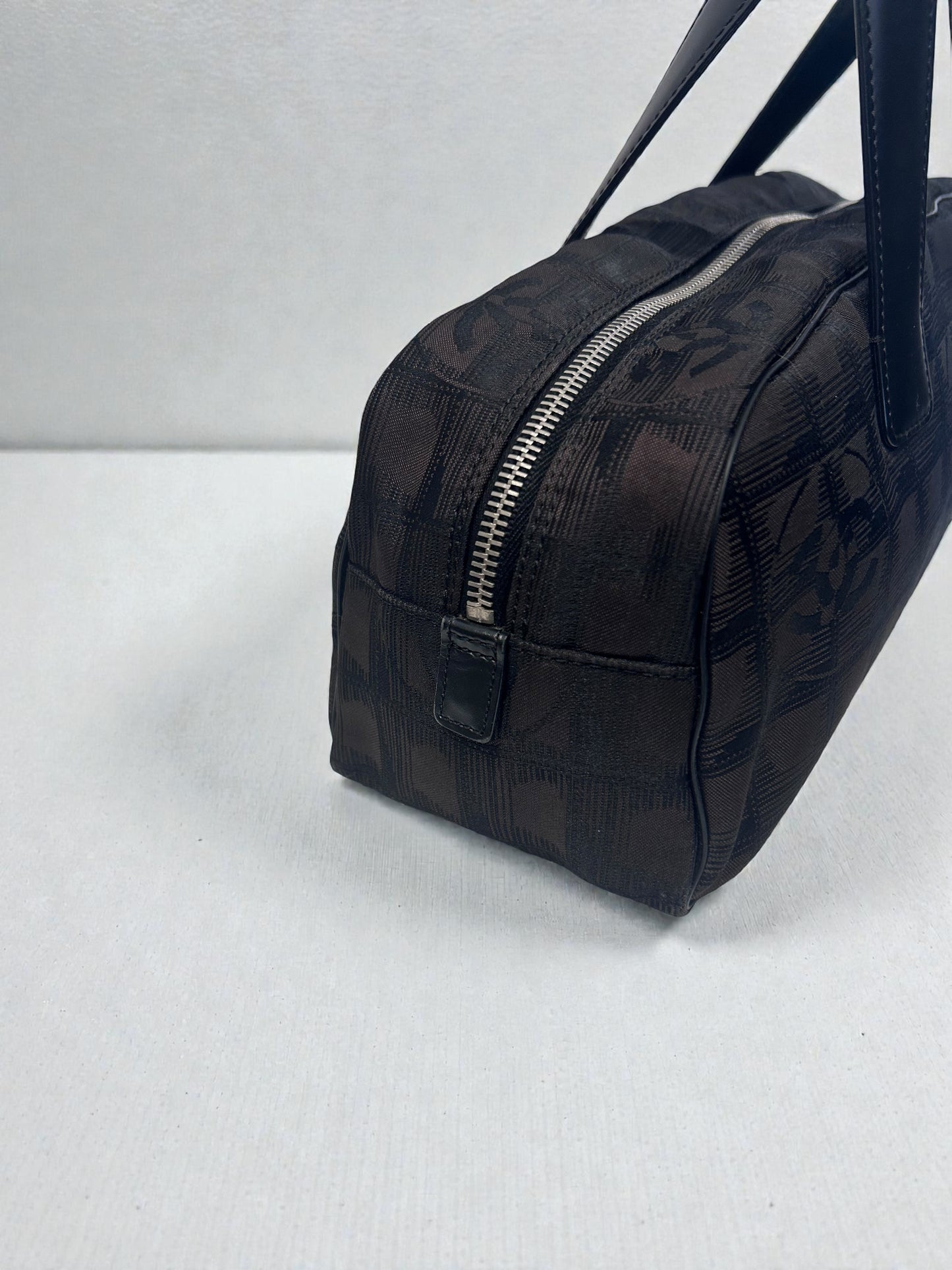 Vintage Chanel Travel Line Jacquard Bowler Bag |Early 2000s