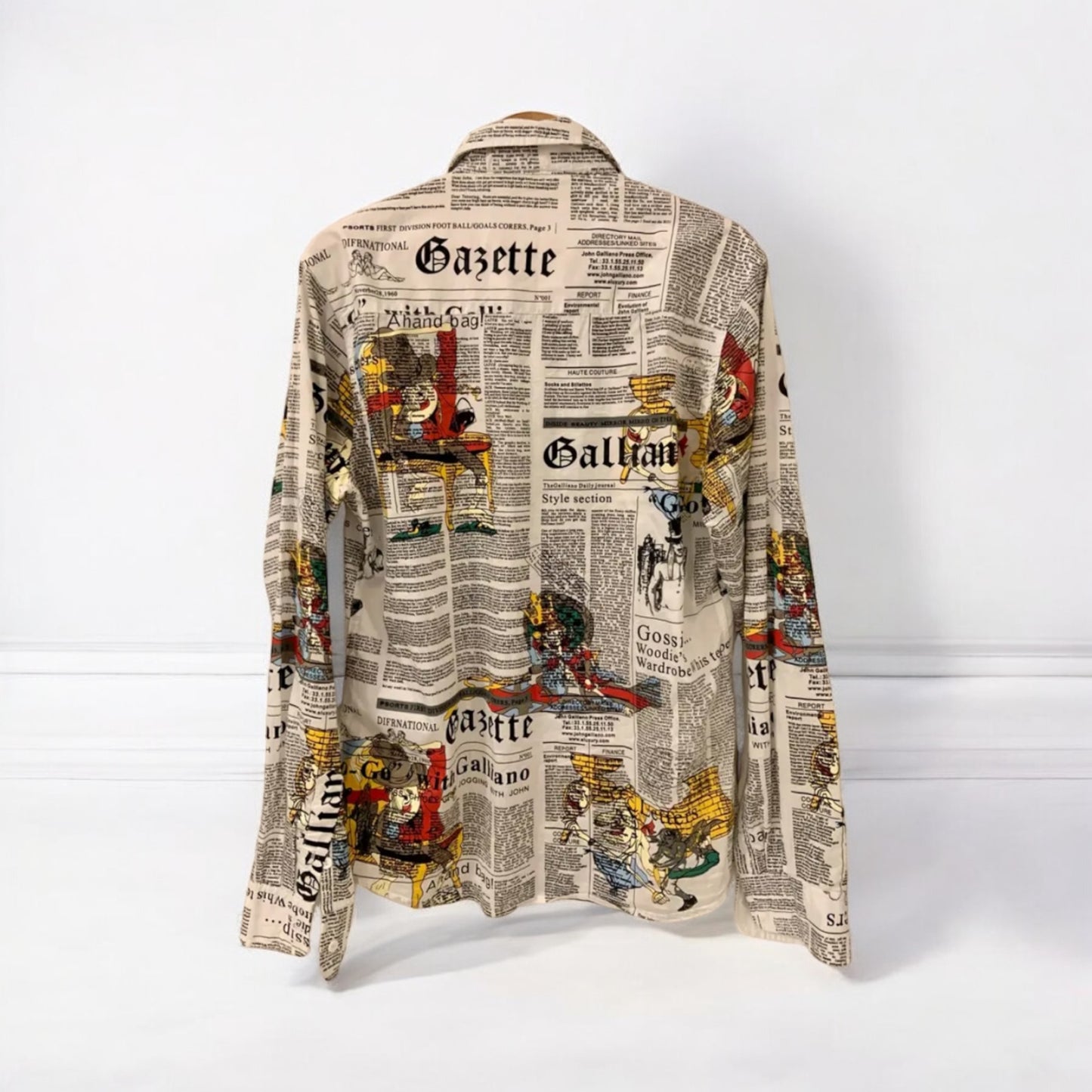 Y2K John Galliano newspaper shirt