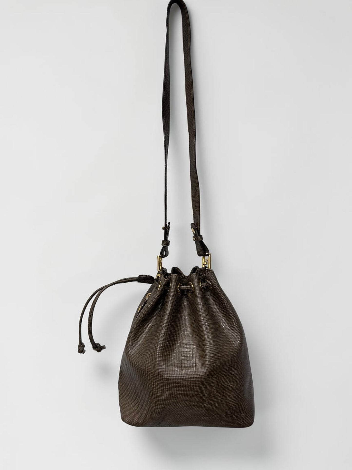 Vintag Fendi  Brown Leather Bucket Bag| Late 90s–Early 2000