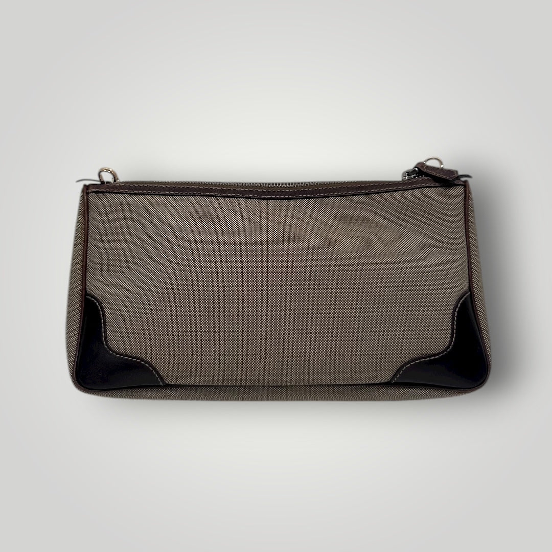 Vintage Prada Canvas & Leather Convertible Clutch Bag