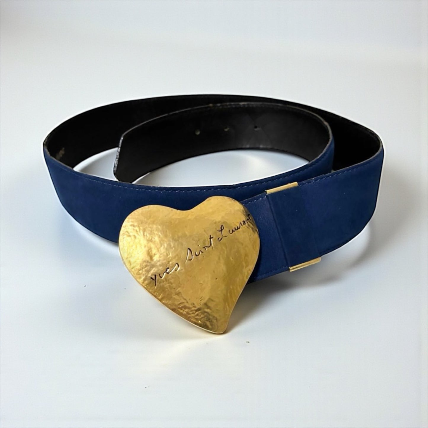 Vintage Yves Saint Laurent Heart Buckle Leather Belt
