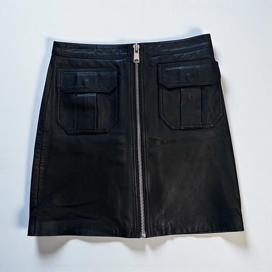 AllSaints Black Leather Mini Skirt