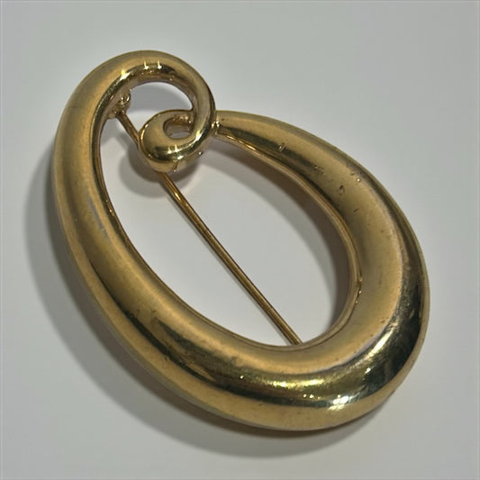 Vintage Sculptural Gold-Tone Swirl Brooch