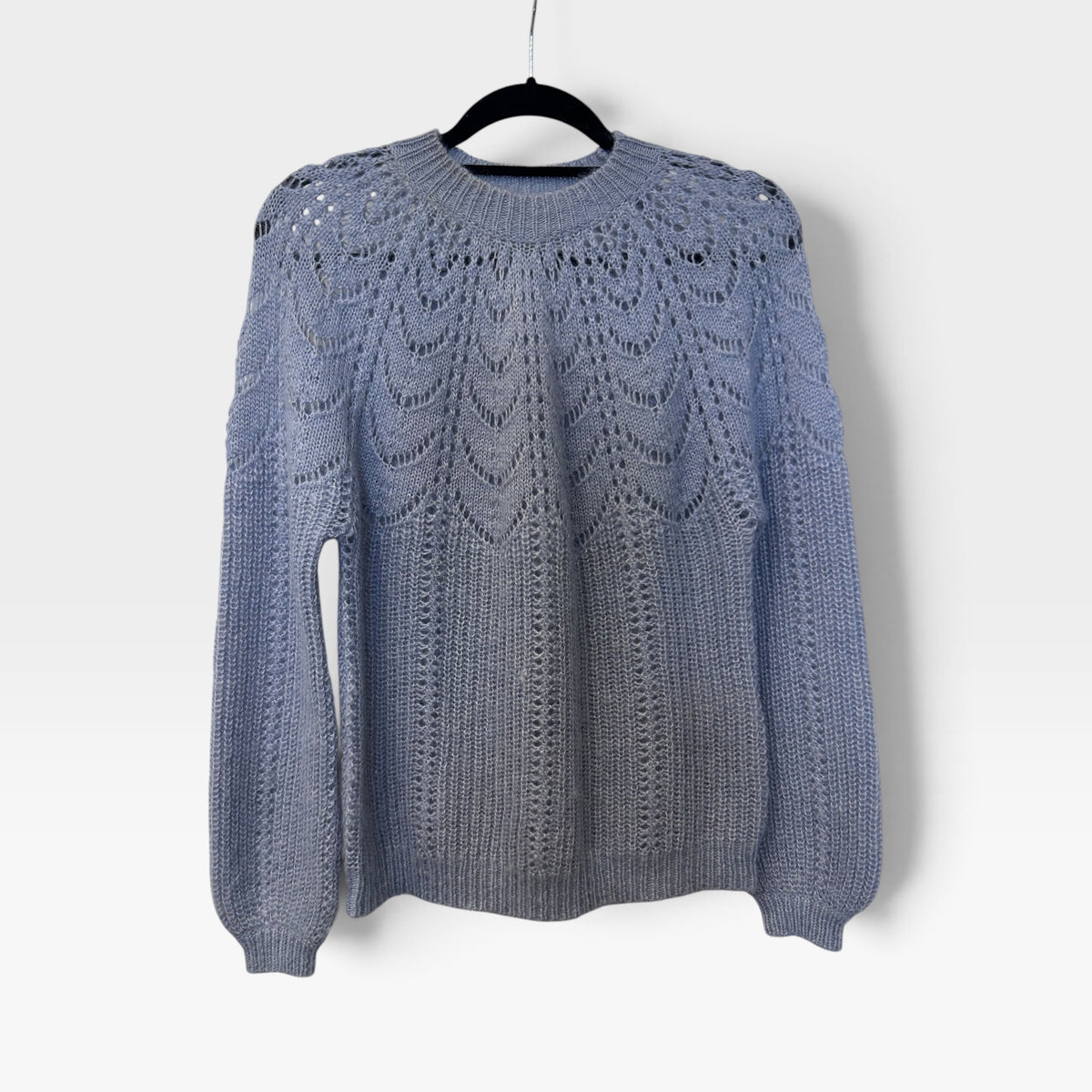 Sézane Blue Openwork Mohair & Merino Sweater