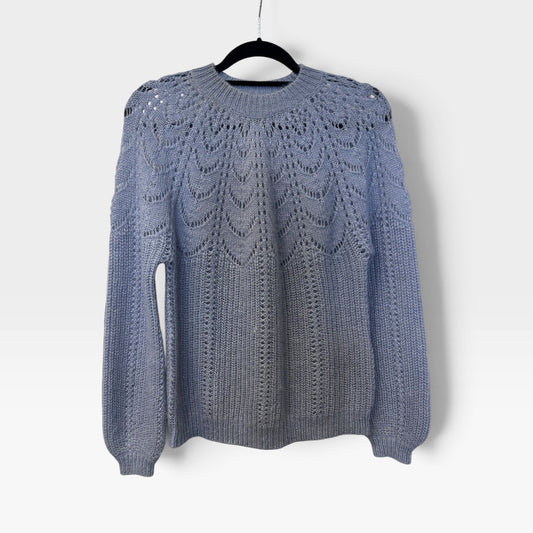 Sézane Blue Openwork Mohair & Merino Sweater