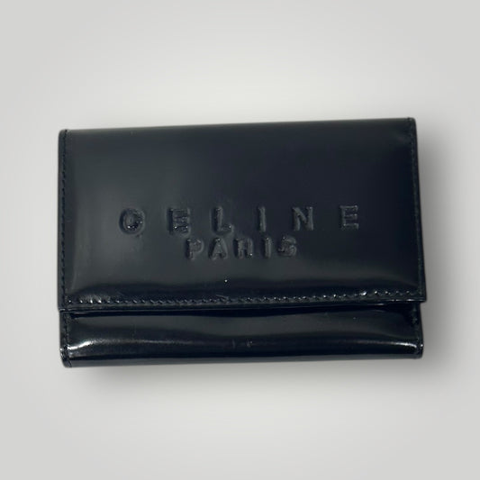 Vintage Celine Black Patent Leather Key & Card Holder