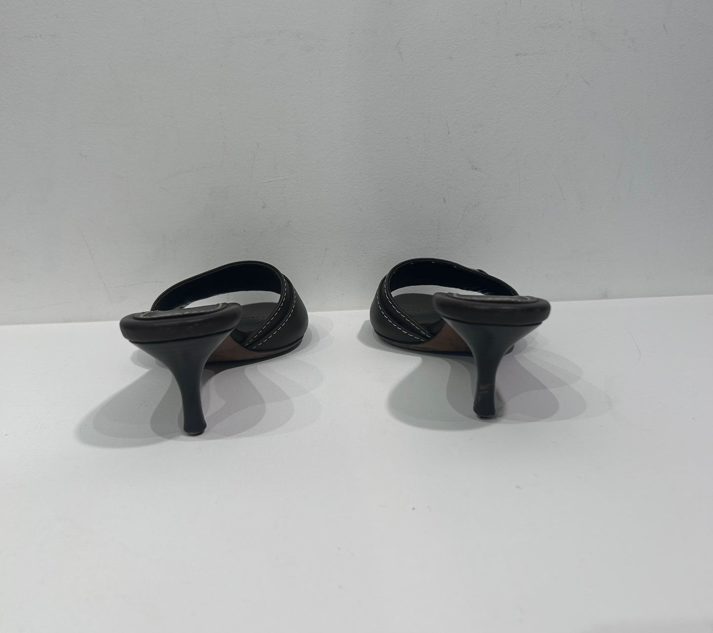 2000s Celine Leather Kitten Heel shoes with Triomphe Hardware