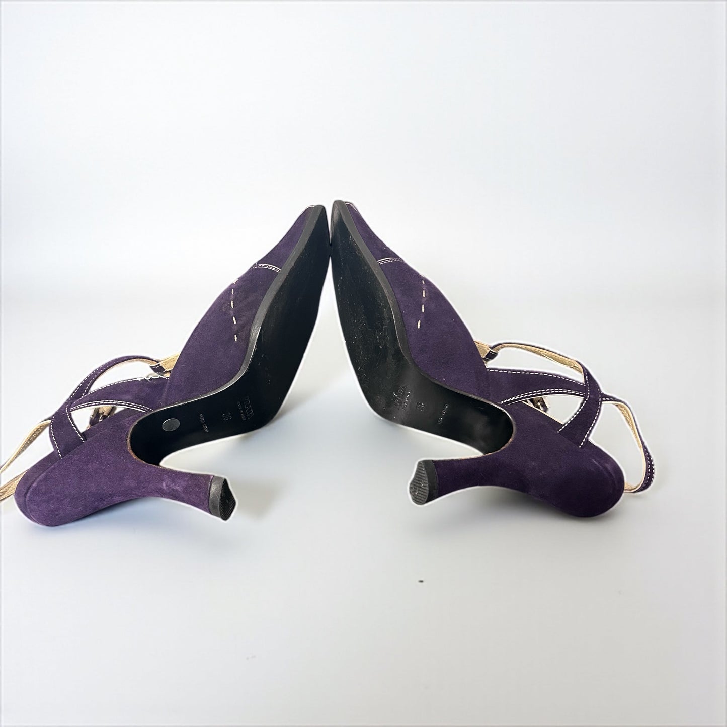 Vintage Prada Suede Slingback with Contrast Stitching