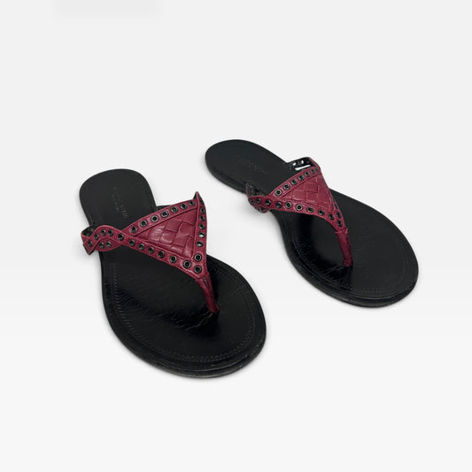 Bottega Veneta Burgundy Intrecciato Leather Sandals | 2015