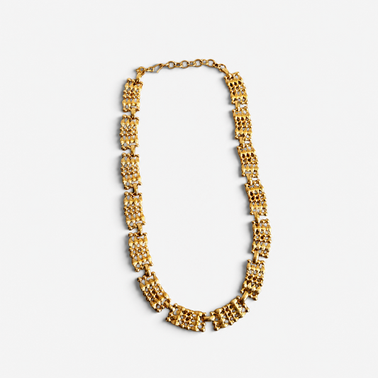 Vintage Monet Gold-Plated Ornate Link Necklace | 1990s