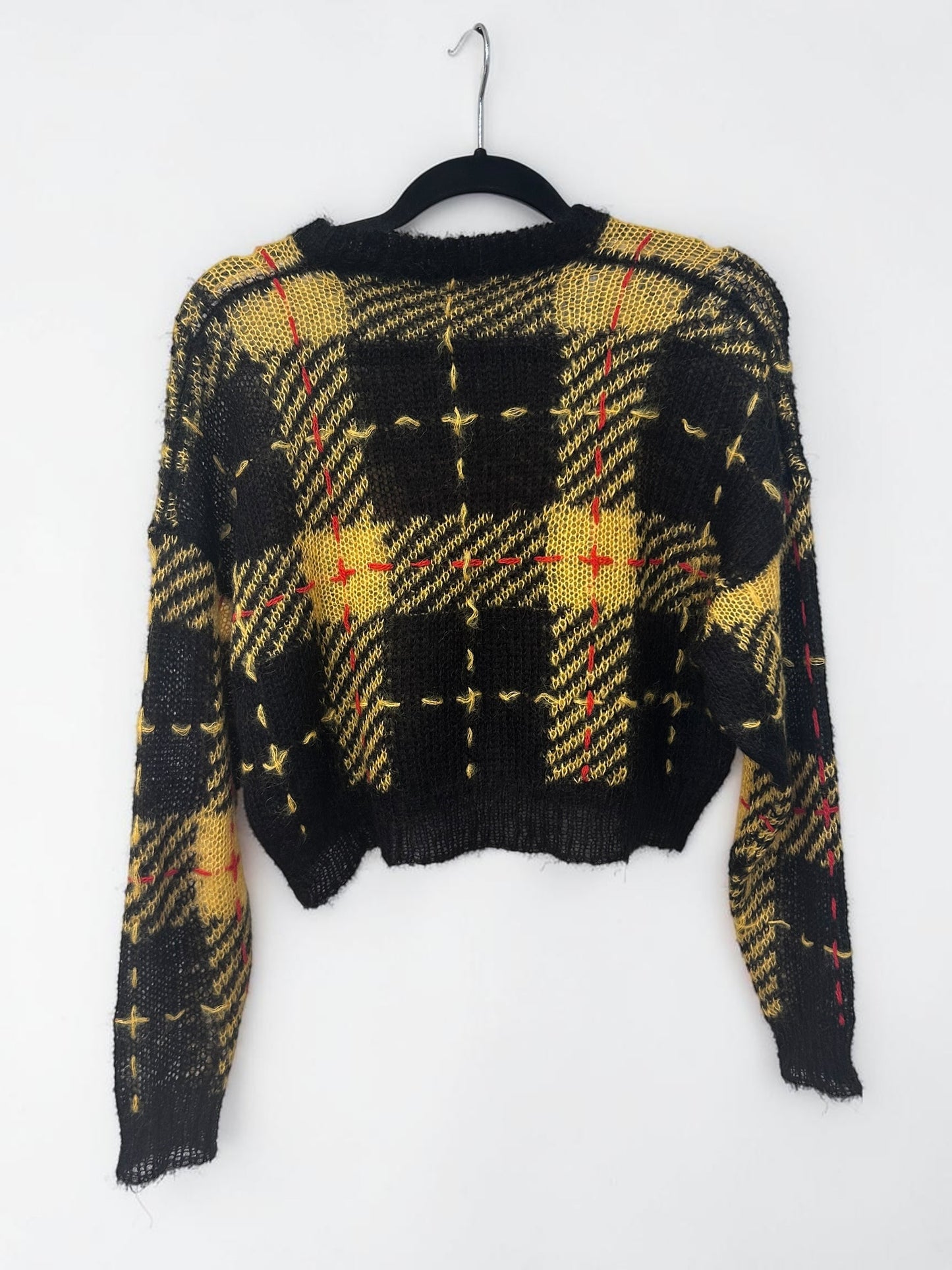 Miu Miu Plaid Cropped Mohair Blend Sweater