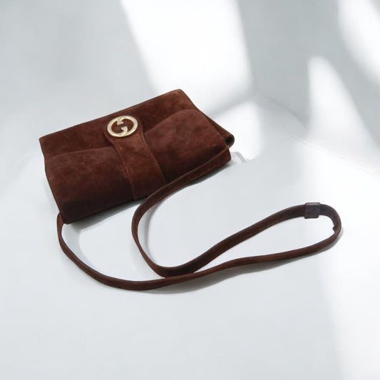 Vintage Gucci suede shoulder bag