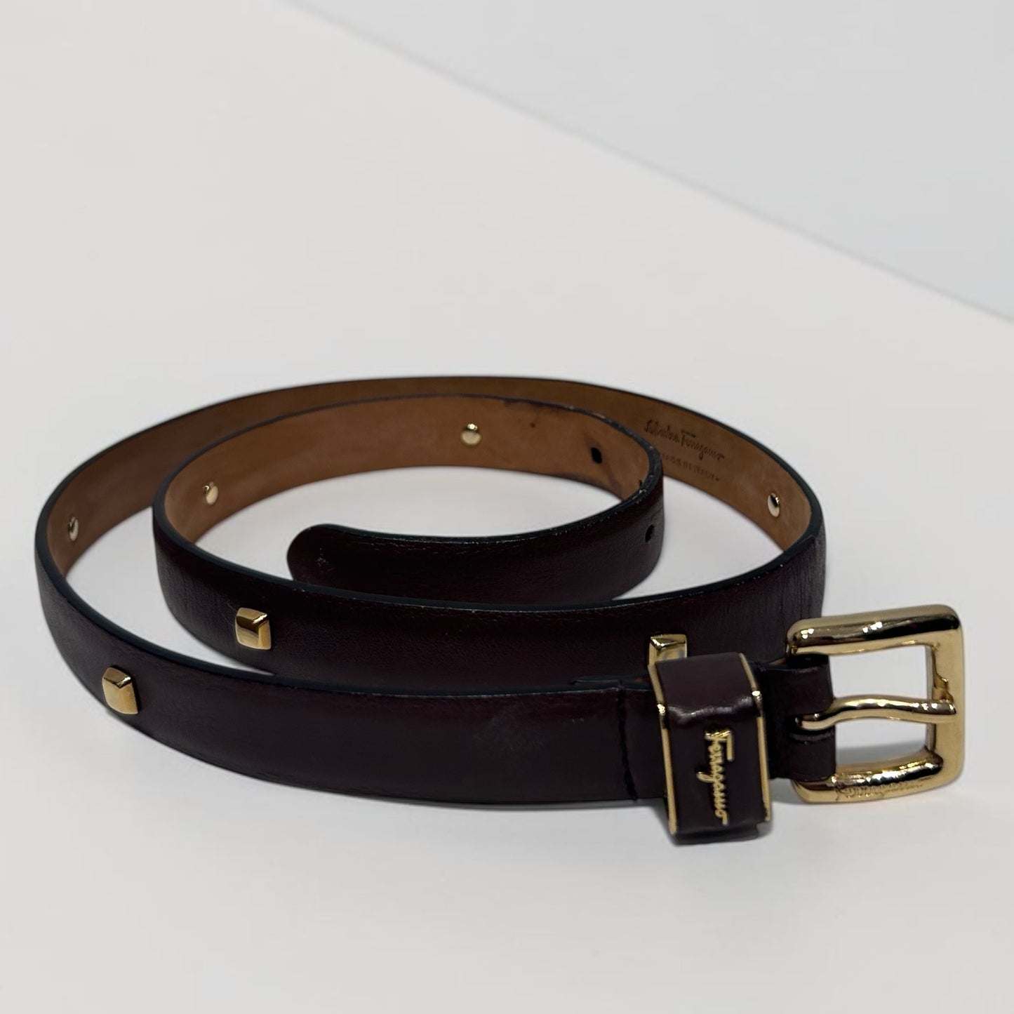 Salvatore Ferragamo Studded Leather Belt