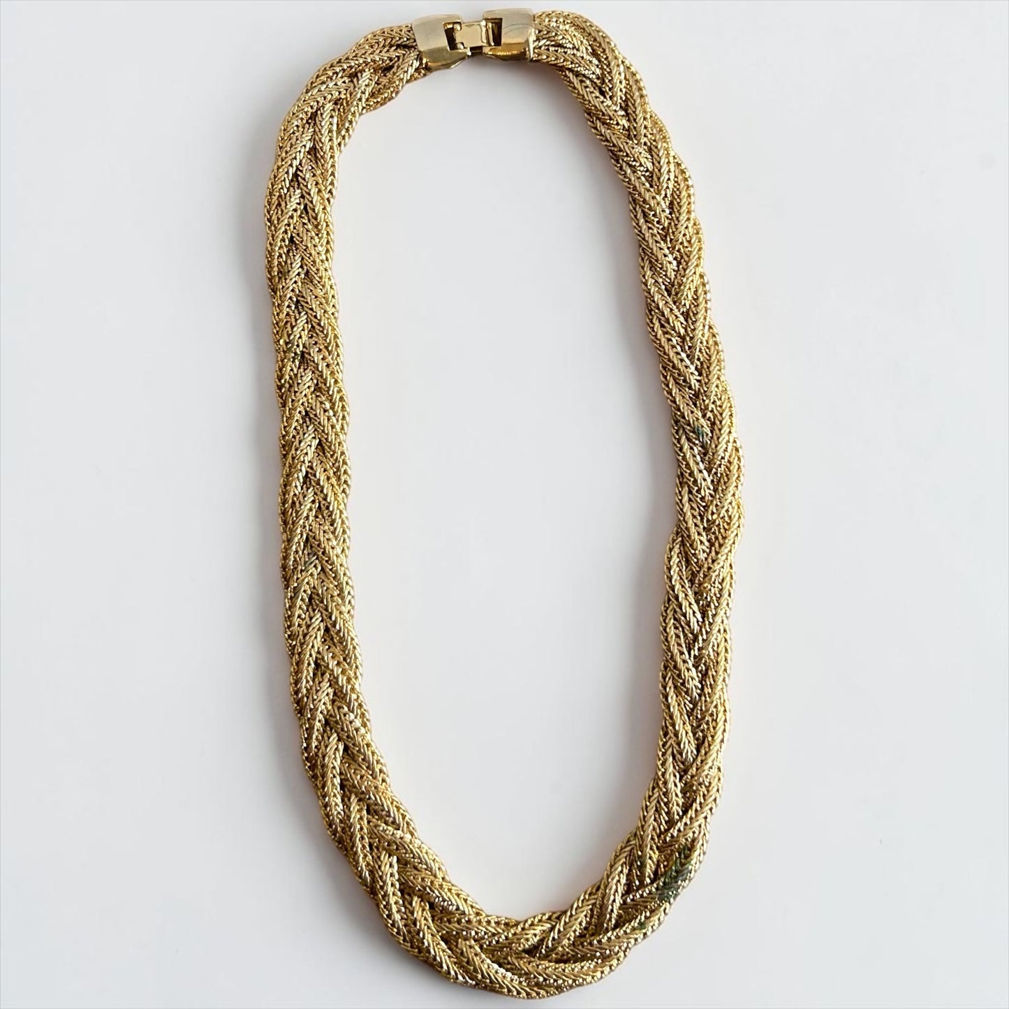 Vintage Braided Gold Tone Statement Necklace | Late 80s