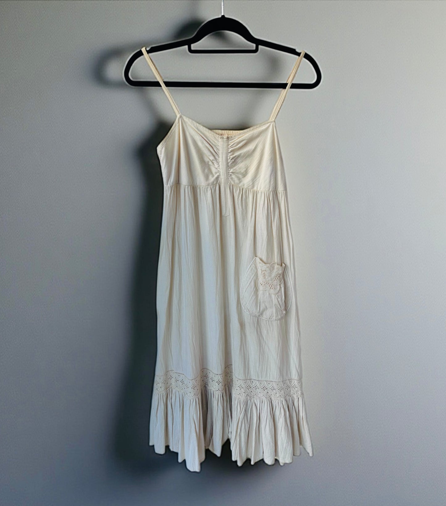 Vintage Ivory Dress with Embroidered Details