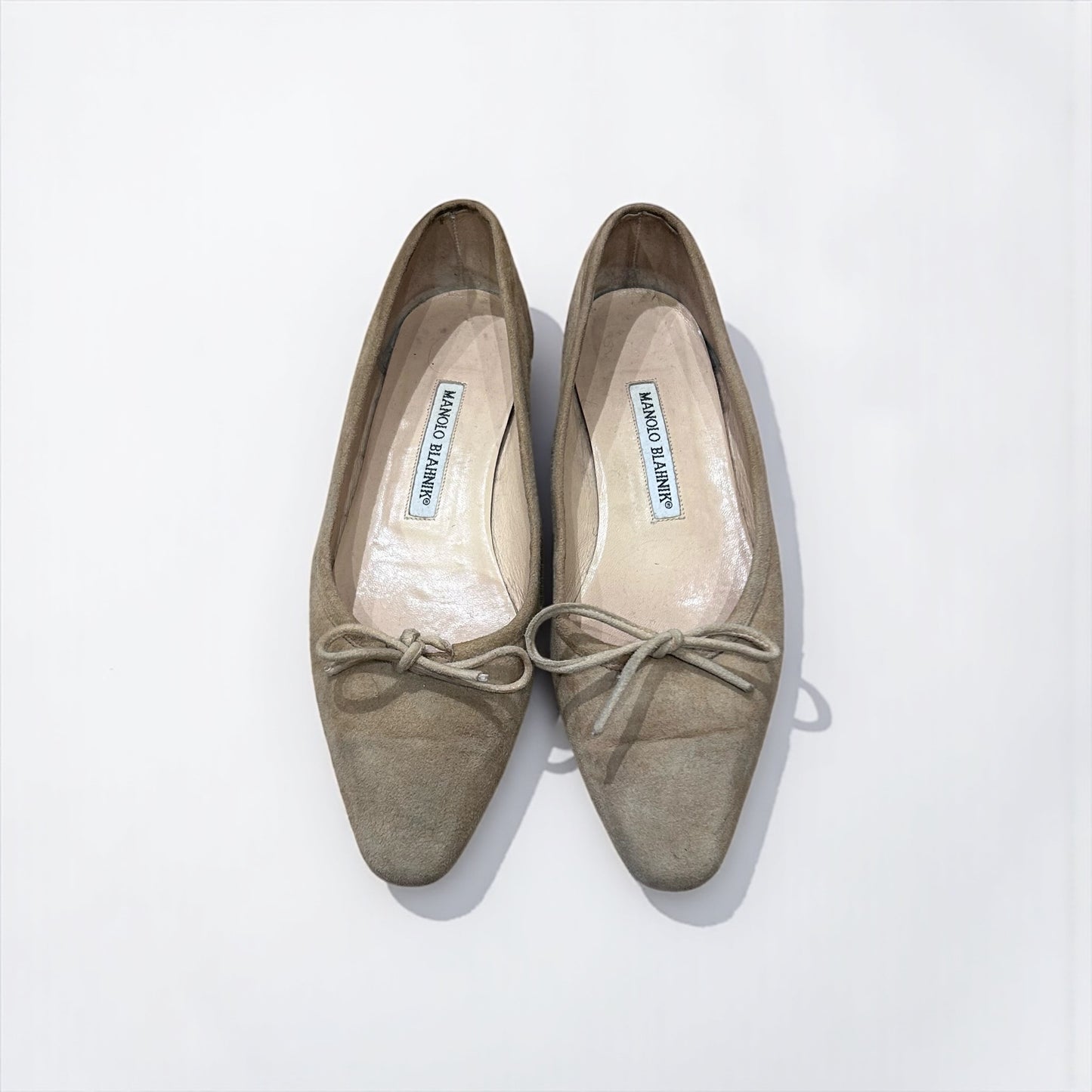 Vintage Manolo Blahnik Suede Pointed Ballet Flats