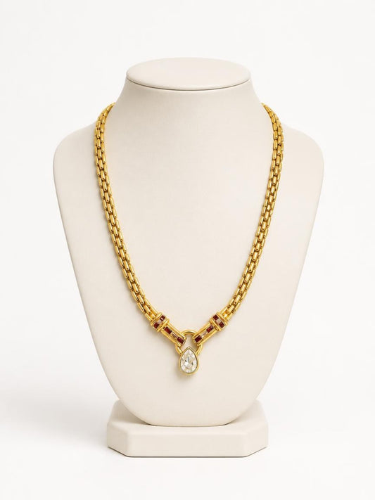 Rare Lanvin Gold-Plated Crystal Statement Necklace| 1990s