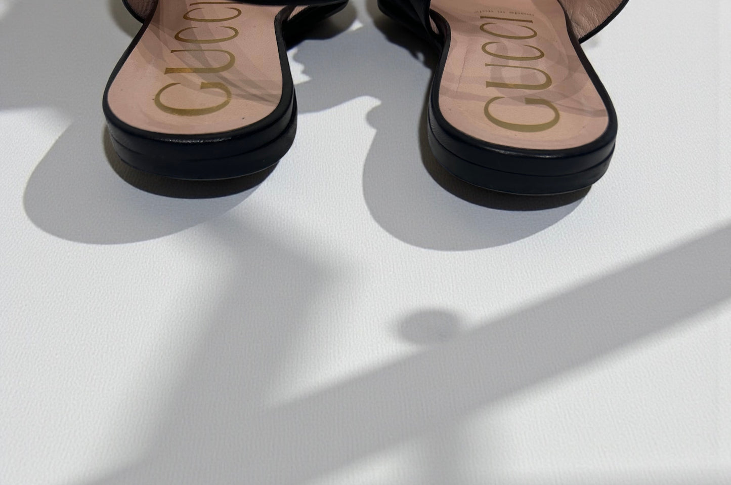 Gucci Leather Slingback Flats with Interlocking GG Hardware