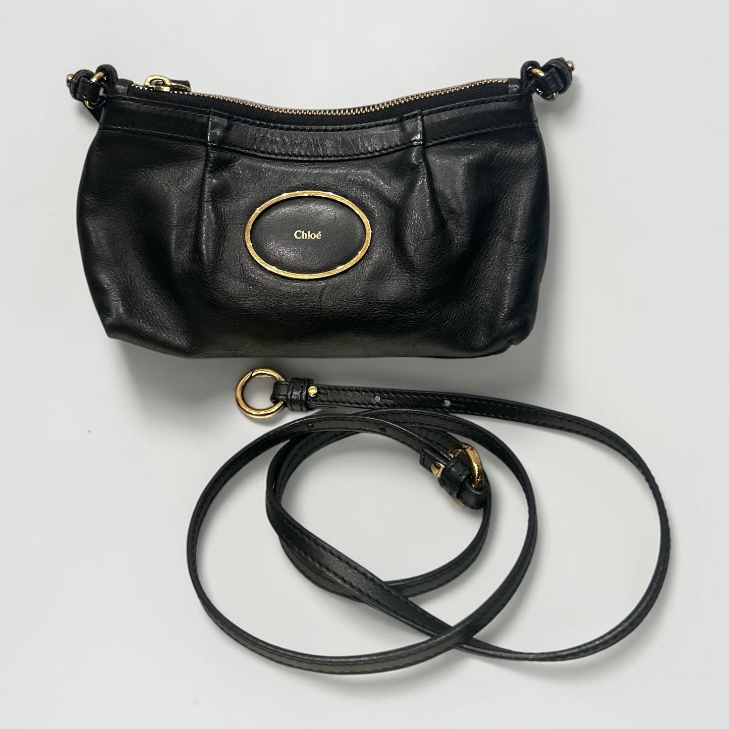 Vintage Chloé Black Leather Shoulder & Crossbody Bag|Early 2000s