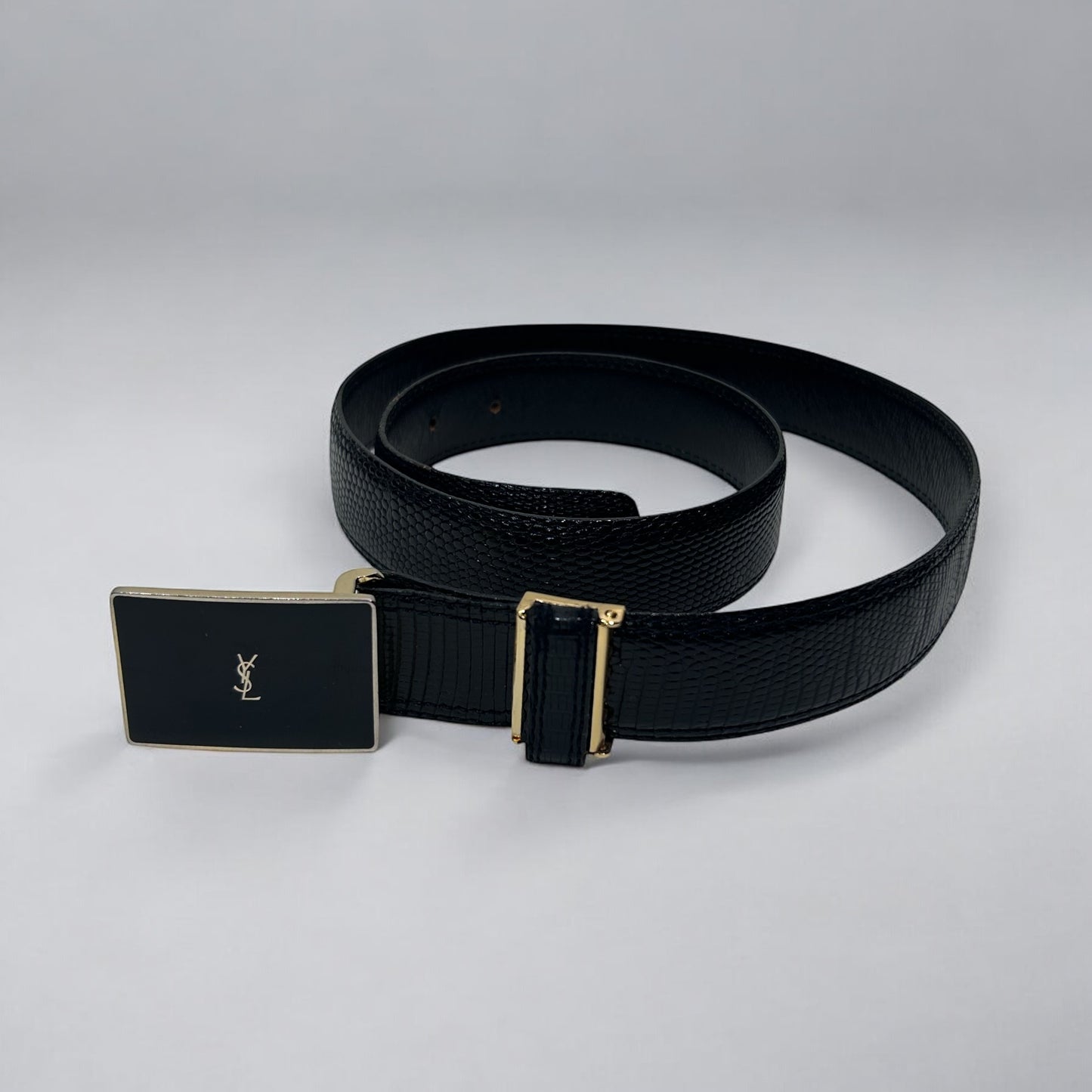 Vintage Yves Saint Laurent Black Leather Belt- Late 90׳s