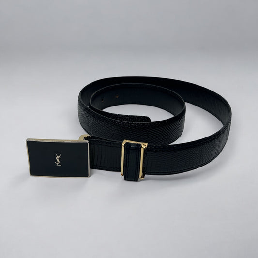 Vintage Yves Saint Laurent Black Leather Belt- Late 90׳s