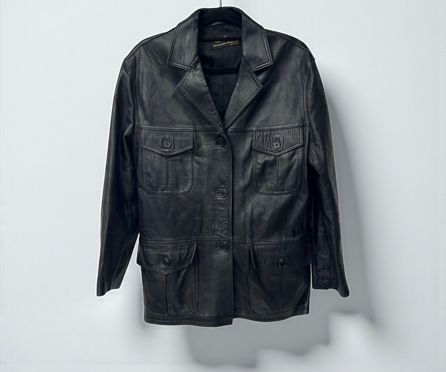 Vintage Italian Leather Utility Jacket