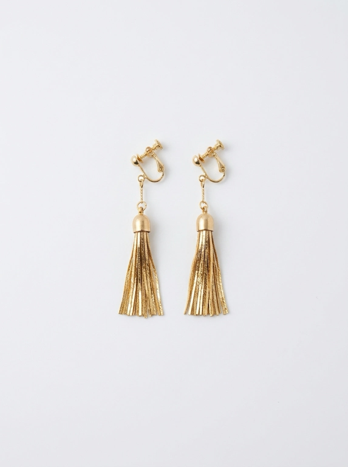 Vintage Gold-Plated Tassel Clip-On Earrings | 1990s