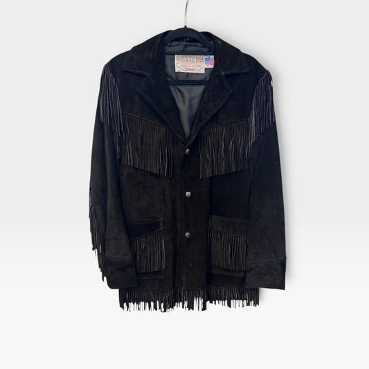 Vintage Schott NYC Western Suede Fringe Jacket| 1980s