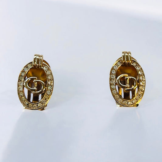 Vintage Christian Dior Gold-Plated Clip-On Earrings