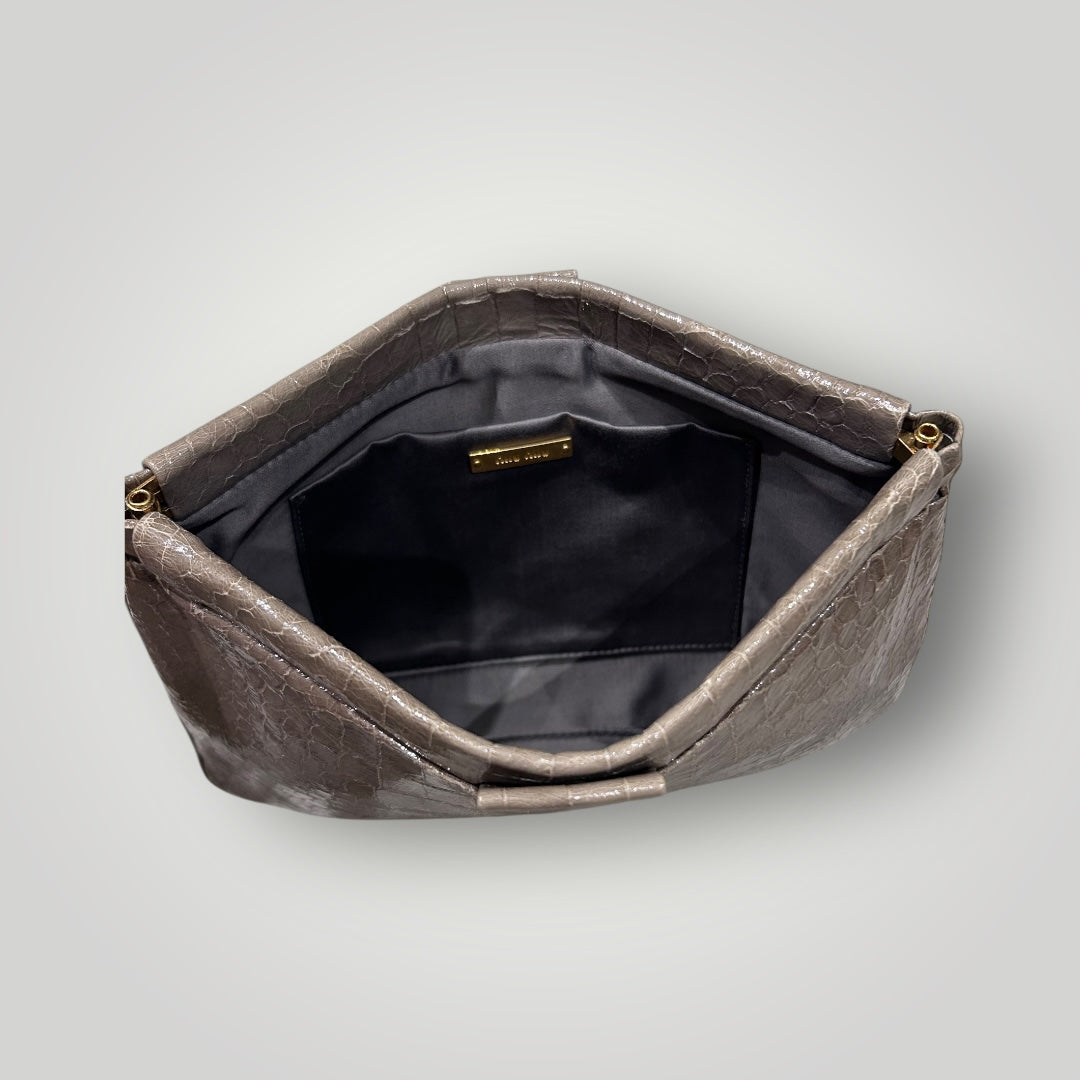 Vintage Miu Miu Croc-Embossed Leather Clutc ,Early 2000