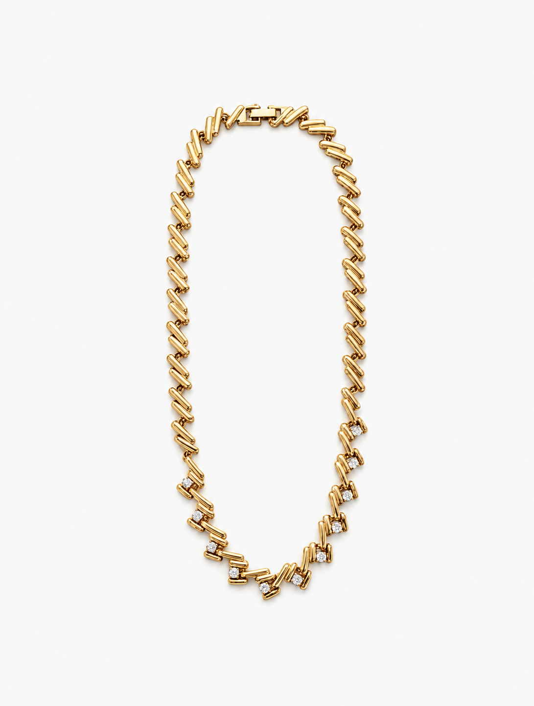 Vintage Gold Plated Stone Necklace | 1990s
