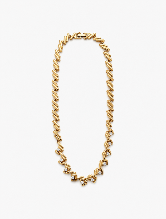Vintage Gold Plated Stone Necklace | 1990s