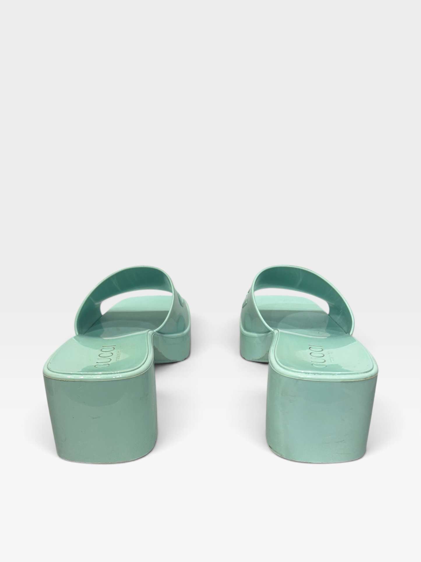 Gucci Mint Green Rubber Platform Slides| Pre-Fall 2020