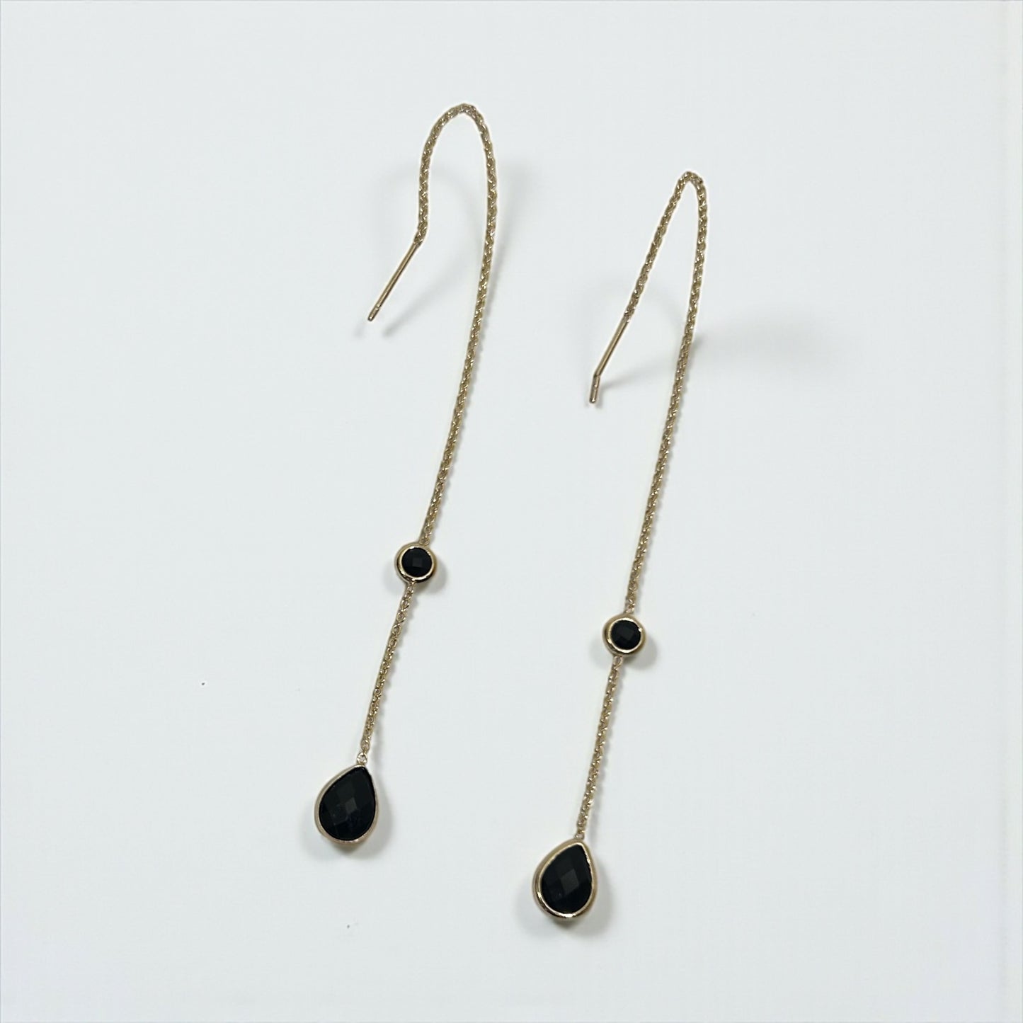 14K Gold plated Drop Earrings with Black zirconia