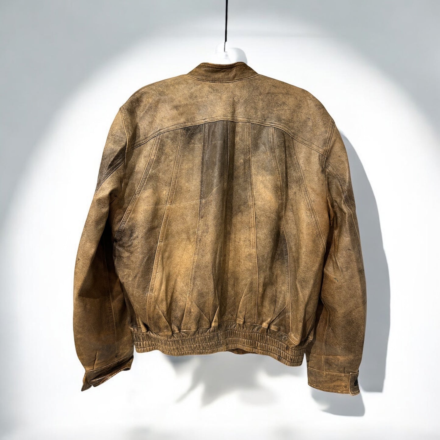 Vintage distressed bomber leather jacket