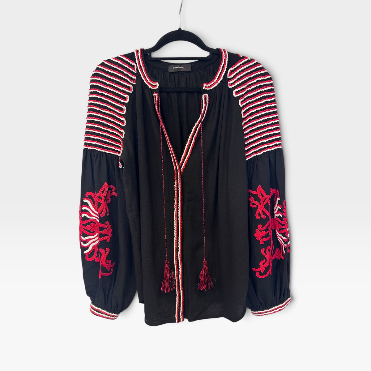 Wandering Hand-Embroidered Wool Blouse