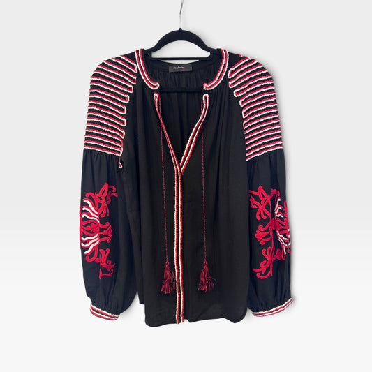 Wandering Hand-Embroidered Wool Blouse
