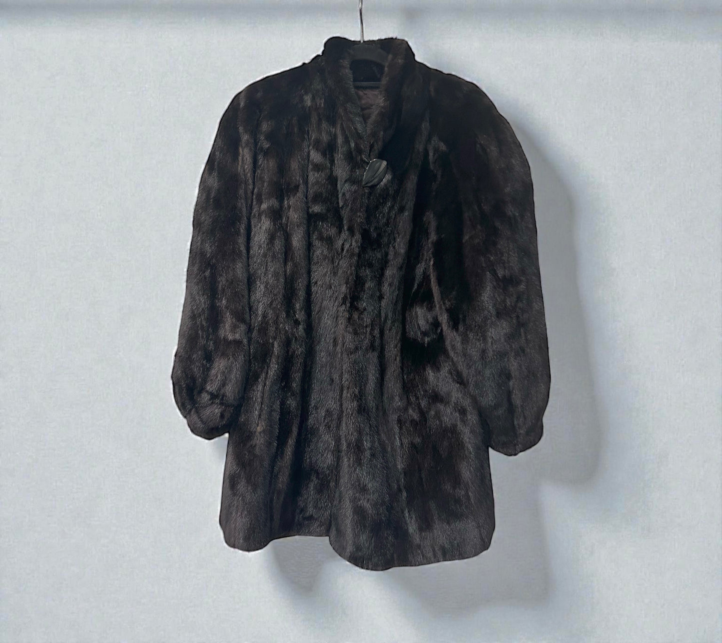 Vintage Mink Fur Coat with Statement Button