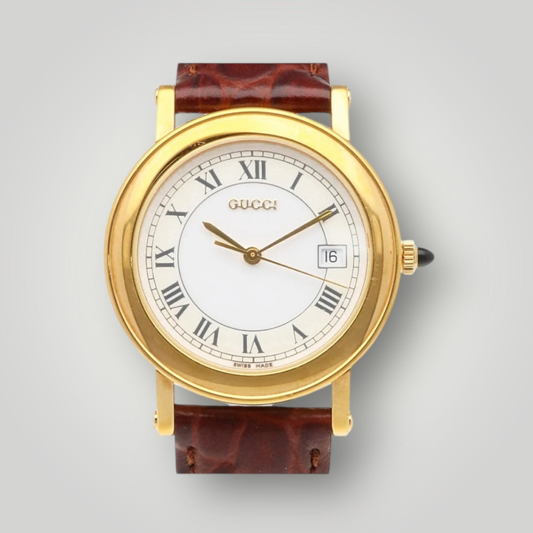 Vintage Gucci Swiss-Made Gold Roman Dial Watch