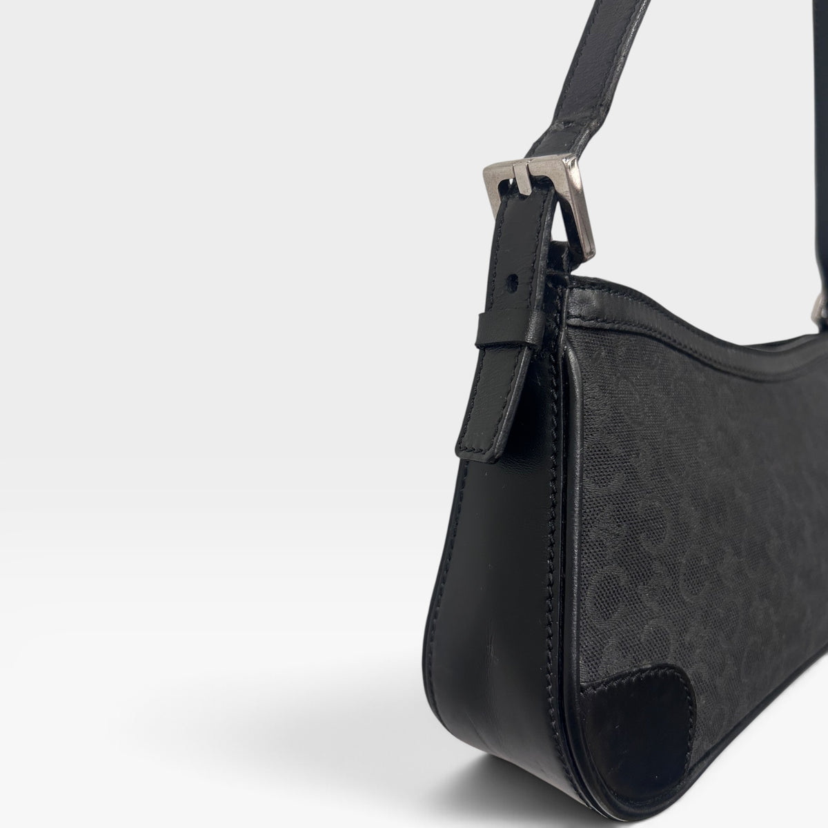 Vintage Celine Black Macadam Shoulder Bag | Early 2000s