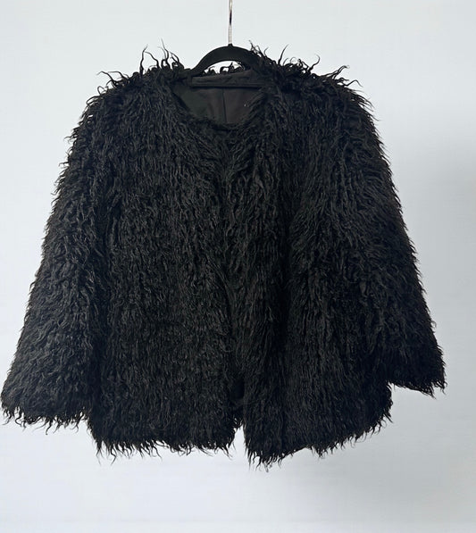 Vintage Black Faux Fur Jacket