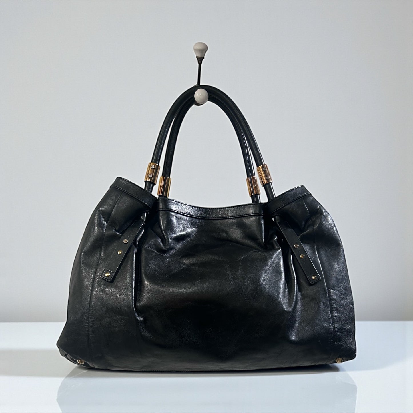 Vintage Chloé Black Leather Tote Bag