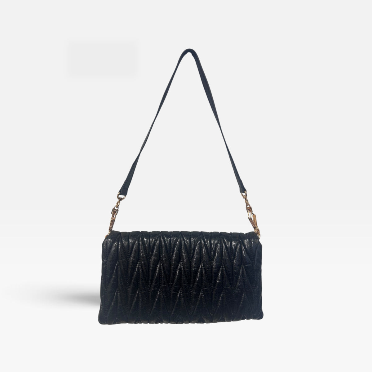 Miu Miu Black Matelassé Leather Shoulder Bag | 2000s