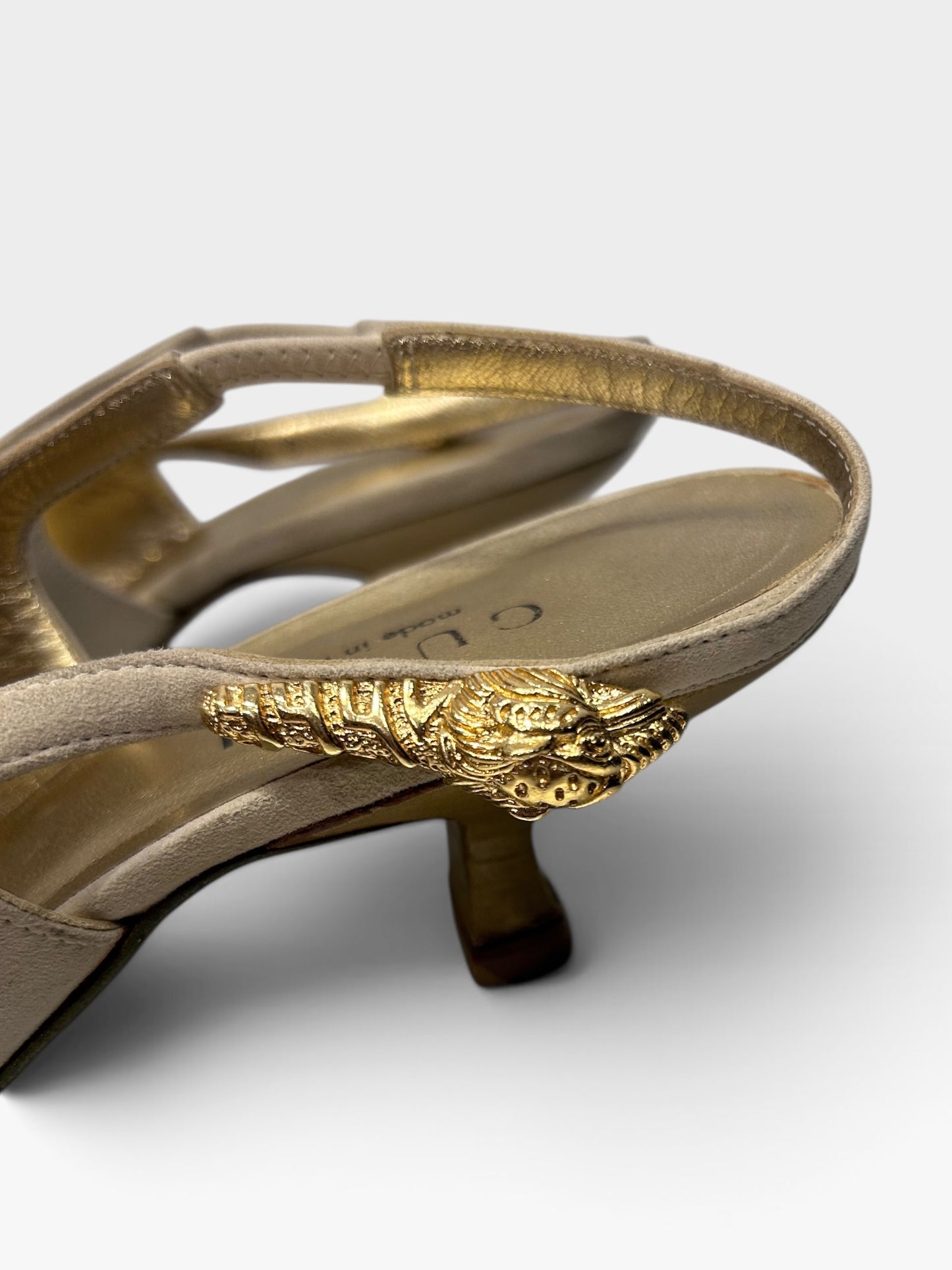 Vintage Gucci Snake Head Slingback Kitten Heels | Late 1990s