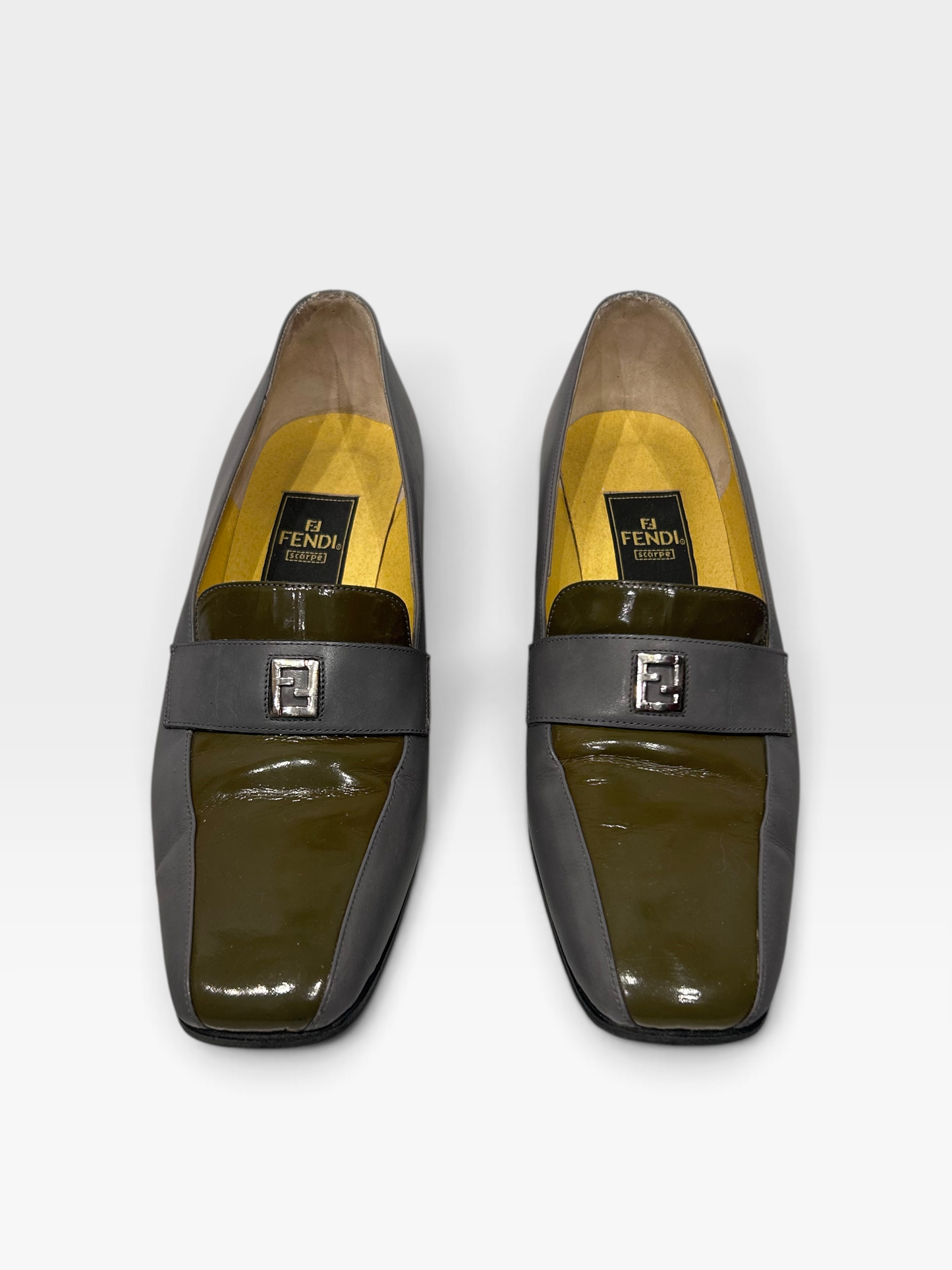 Vintage Fendi FF Heeled Loafers|Early 1990s
